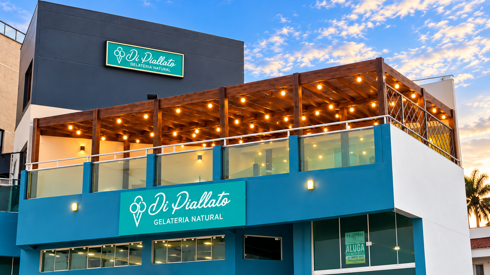 Fachada da Di Piallato Gelateria em Matinhos, Paraná